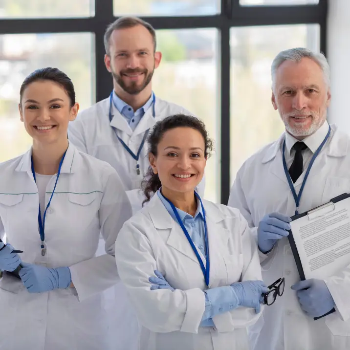 Grupo de médicos - rehabilitación genérica con implantes en toda la boca