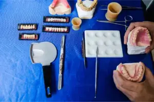 Denture repair kit on a table